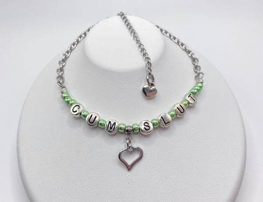 Hybrid Style Sexy CumSlut Anklet Bracelet with Heart Charm