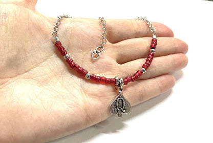 QOS Anklet / Bracelet w/ Queen of Spades Charm